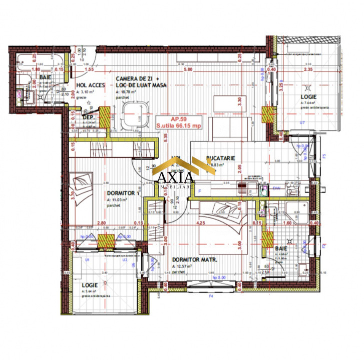 Apartament 3 camere | Zona Tineretului | 66,15 mp utili  | Etaj intermediar 