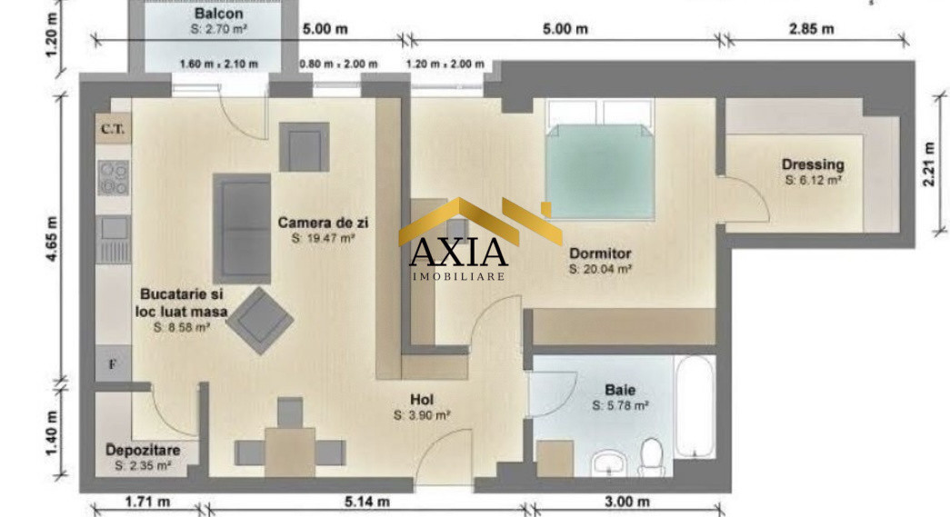 Apartament 2 camere, complet mobilat și utilat, cu parcare – zona Eroilor