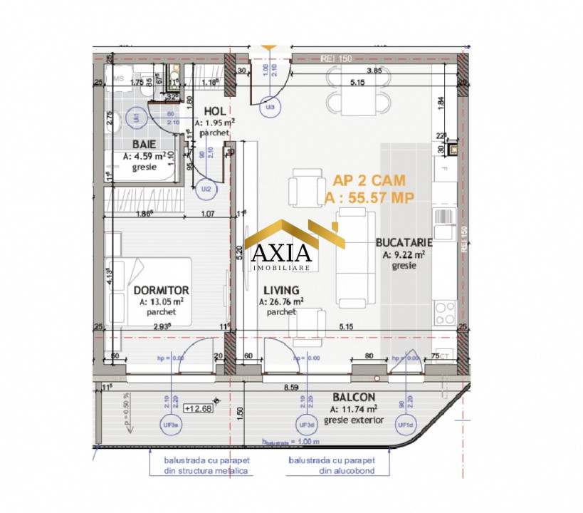 Apartament cochet cu 2 camere, finisaje premium și terasă – Eroilor
