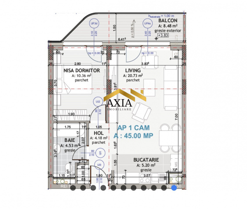 Apartament modern 2 camere cu terasă spațioasă, încălzire în pardoseală, Eroilor