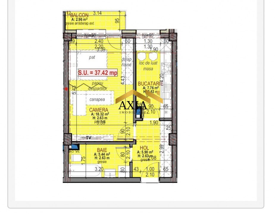 Apartament 1 camere, 37 mp, zona Terra!